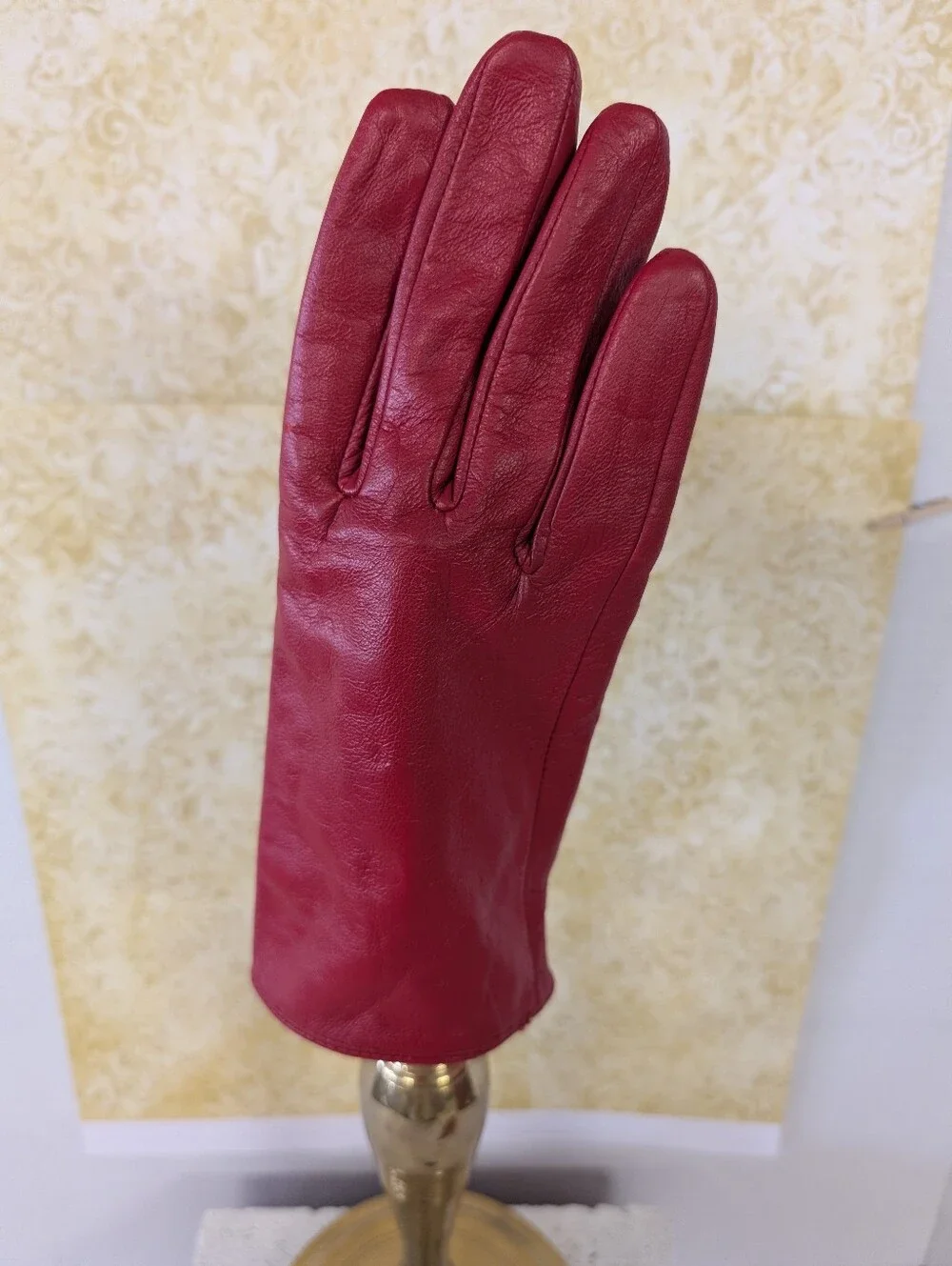 Gloves Red Leather Women's Gloves Classic Style Sz S/M